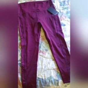 K-Deer🇺🇸 NWT Sneaker Length Leggings Merlot Shine Double Pocket Size XL